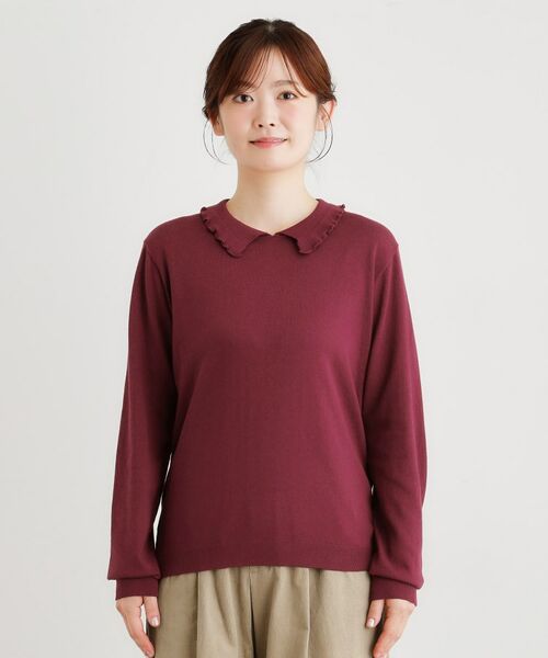 LAURA ASHLEY / ローラ アシュレイ ニット・セーター | 【シーウール】フリルカラーニットプルオーバー | 詳細17