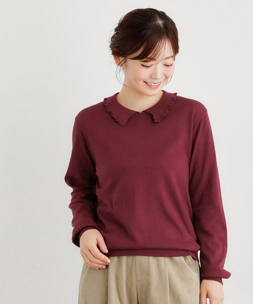 LAURA ASHLEY / ローラ アシュレイ ニット・セーター | 【シーウール】フリルカラーニットプルオーバー | 詳細9