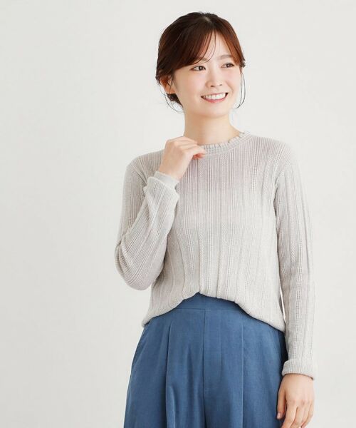 LAURA ASHLEY / ローラ アシュレイ ニット・セーター | 【シーウール】透かし編み プルオーバーニット | 詳細5