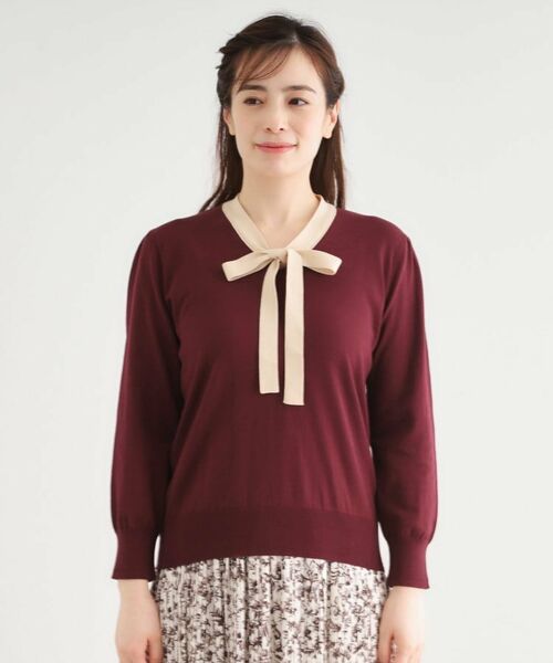 LAURA ASHLEY / ローラ アシュレイ ニット・セーター | 【洗える／ボウタイ／クレリック】プルオーバーニット | 詳細13