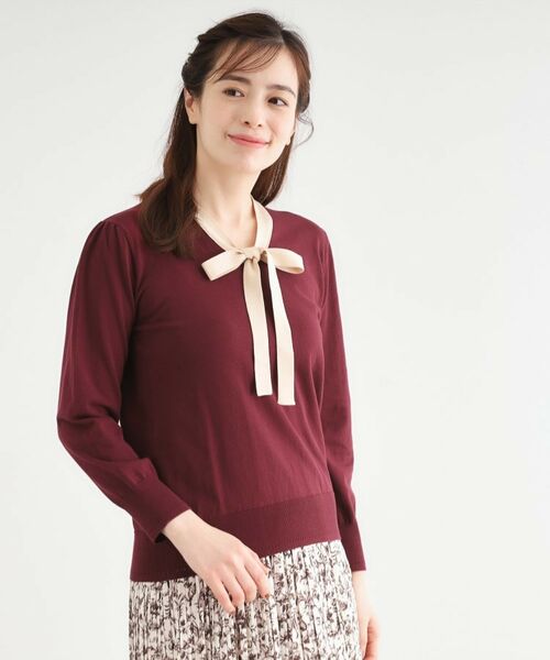 LAURA ASHLEY / ローラ アシュレイ ニット・セーター | 【洗える／ボウタイ／クレリック】プルオーバーニット | 詳細5