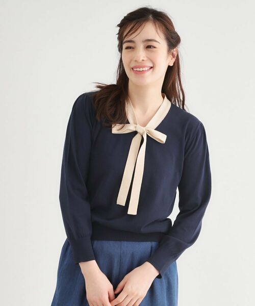 LAURA ASHLEY / ローラ アシュレイ ニット・セーター | 【洗える／ボウタイ／クレリック】プルオーバーニット | 詳細9