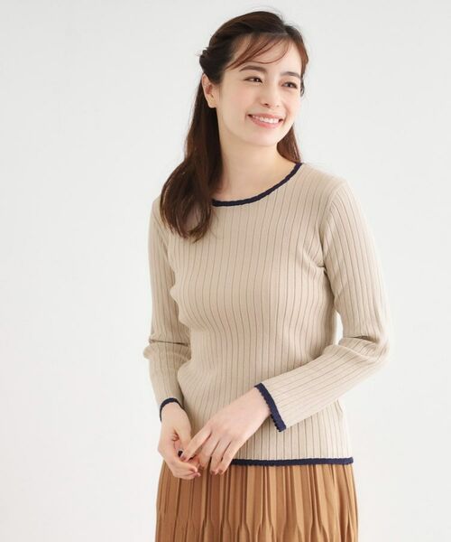 LAURA ASHLEY / ローラ アシュレイ ニット・セーター | 【洗える／ハイゲージ／配色デザイン】プルオーバーニット | 詳細1