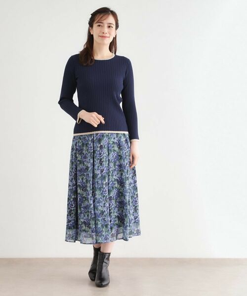 LAURA ASHLEY / ローラ アシュレイ ニット・セーター | 【洗える／ハイゲージ／配色デザイン】プルオーバーニット | 詳細6