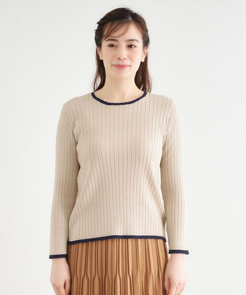 LAURA ASHLEY / ローラ アシュレイ ニット・セーター | 【洗える／ハイゲージ／配色デザイン】プルオーバーニット | 詳細9