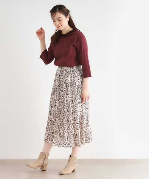 LAURA ASHLEY / ローラ アシュレイ カットソー | 【人気デザイン！7分袖／日本製/コットン100％】シフォンフリルネック カットソー | 詳細10