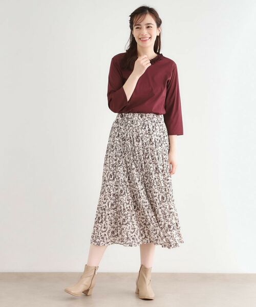 LAURA ASHLEY / ローラ アシュレイ カットソー | 【人気デザイン！7分袖／日本製/コットン100％】シフォンフリルネック カットソー | 詳細11