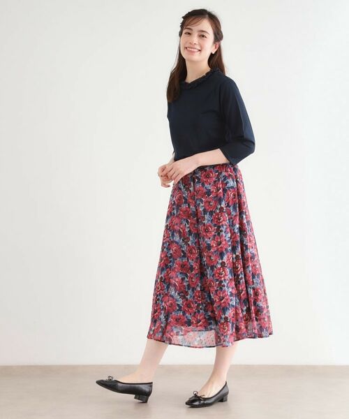 LAURA ASHLEY / ローラ アシュレイ カットソー | 【人気デザイン！7分袖／日本製/コットン100％】シフォンフリルネック カットソー | 詳細14