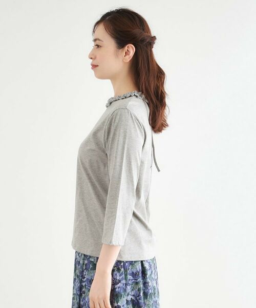 LAURA ASHLEY / ローラ アシュレイ カットソー | 【人気デザイン！7分袖／日本製/コットン100％】シフォンフリルネック カットソー | 詳細18