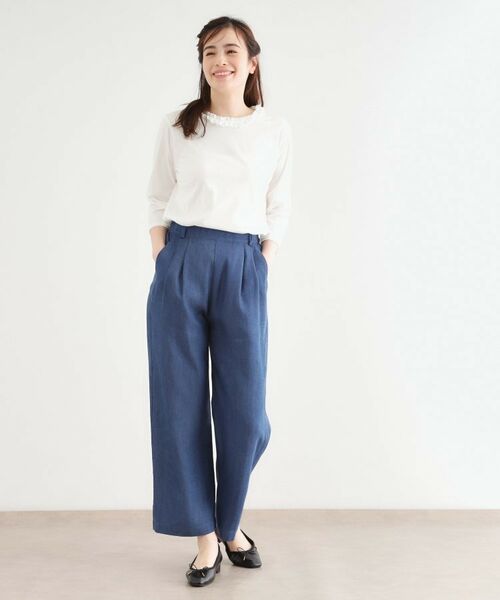 LAURA ASHLEY / ローラ アシュレイ カットソー | 【人気デザイン！7分袖／日本製/コットン100％】シフォンフリルネック カットソー | 詳細2