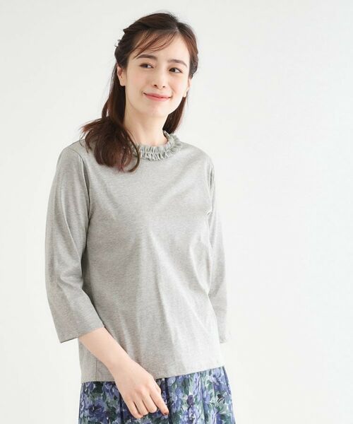 LAURA ASHLEY / ローラ アシュレイ カットソー | 【人気デザイン！7分袖／日本製/コットン100％】シフォンフリルネック カットソー | 詳細5