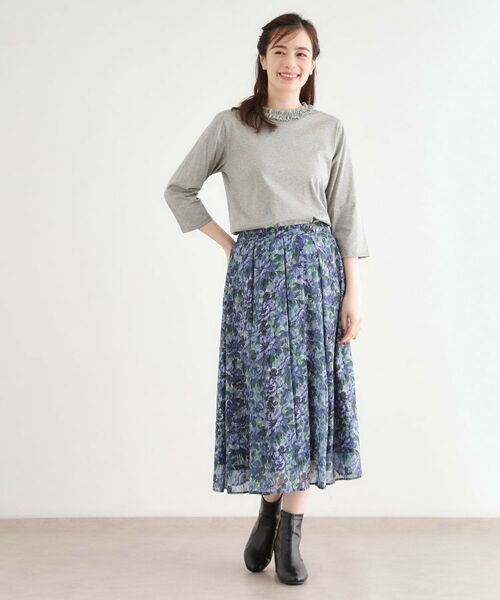 LAURA ASHLEY / ローラ アシュレイ カットソー | 【人気デザイン！7分袖／日本製/コットン100％】シフォンフリルネック カットソー | 詳細6