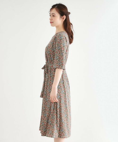 LAURA ASHLEY / ローラ アシュレイ ミニ丈・ひざ丈ワンピース | 【大好評!WEB限定/5分袖/洗える/ジャージ素材/M-LL3サイズ】アイレソン柄ワンピース | 詳細10