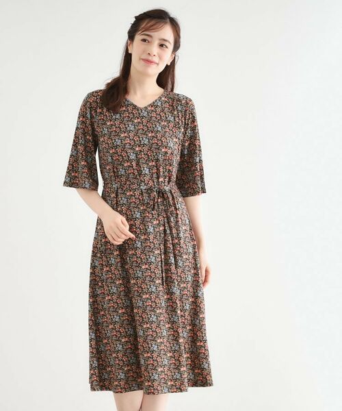 LAURA ASHLEY/ローラ アシュレイ 【大好評!WEB限定/5分袖/洗える/ジャージ素材/M-LL3サイズ】アイレソン柄ワンピース チャコールグレー(114) 38(M) LAURA ASHLEY/ローラ アシュレイ 【大好評!WEB限定/5分袖/洗える/ジャージ素材/M-LL3サイズ】アイレソン柄ワンピース チャコールグレー(114) 38(M)