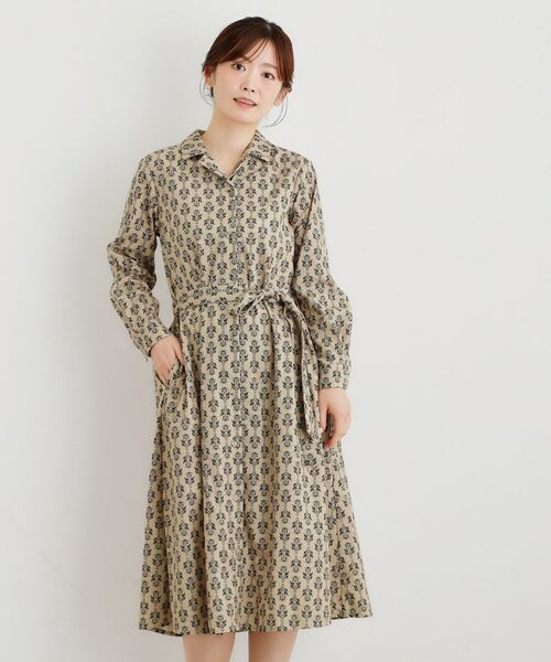 LAURA ASHLEY / ローラ アシュレイ ミニ丈・ひざ丈ワンピース | 【WEB限定/洗える/M‐LL 3サイズ/羽織に使える】シュルートン柄コーデュロイワンピース | 詳細1