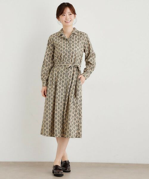LAURA ASHLEY / ローラ アシュレイ ミニ丈・ひざ丈ワンピース | 【WEB限定/洗える/M‐LL 3サイズ/羽織に使える】シュルートン柄コーデュロイワンピース | 詳細2