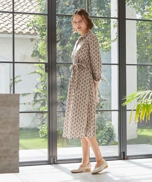 LAURA ASHLEY / ローラ アシュレイ ミニ丈・ひざ丈ワンピース | 【WEB限定/洗える/M‐LL 3サイズ/羽織に使える】シュルートン柄コーデュロイワンピース | 詳細21