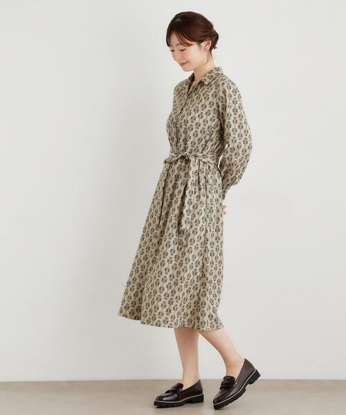 LAURA ASHLEY / ローラ アシュレイ ミニ丈・ひざ丈ワンピース | 【WEB限定/洗える/M‐LL 3サイズ/羽織に使える】シュルートン柄コーデュロイワンピース | 詳細3