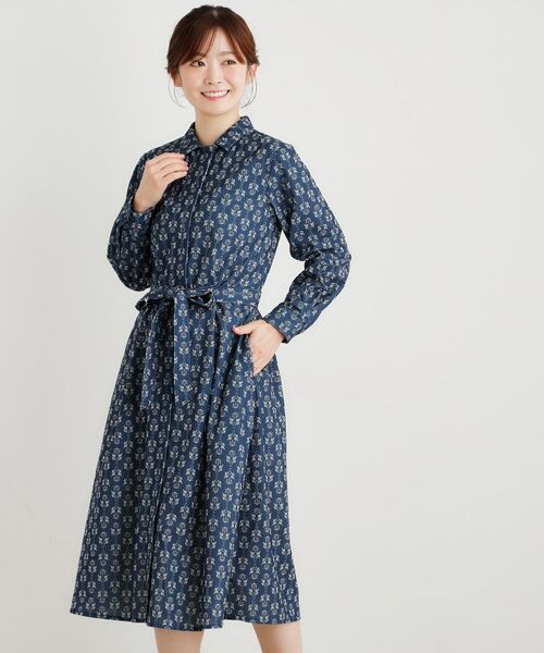 LAURA ASHLEY / ローラ アシュレイ ミニ丈・ひざ丈ワンピース | 【WEB限定/洗える/M‐LL 3サイズ/羽織に使える】シュルートン柄コーデュロイワンピース | 詳細5