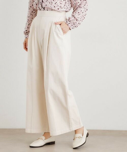 LAURA ASHLEY / ローラ アシュレイ パンツ | 【Sサイズあり/ウエストゴム】細畝コーデュロイ セミワイドパンツ | 詳細1