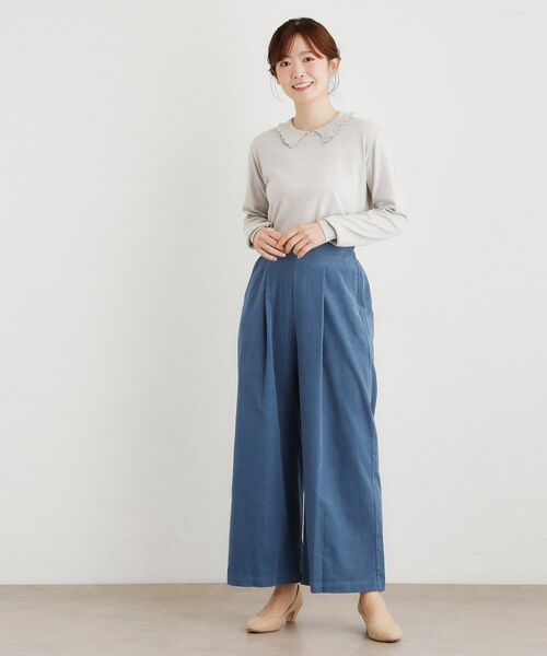 LAURA ASHLEY / ローラ アシュレイ パンツ | 【Sサイズあり/ウエストゴム】細畝コーデュロイ セミワイドパンツ | 詳細10