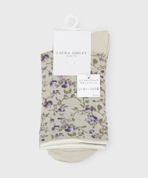 LAURA ASHLEY / ローラ アシュレイ ソックス | タルラ柄 レーヨンシルク混 クルーソックス | 詳細1
