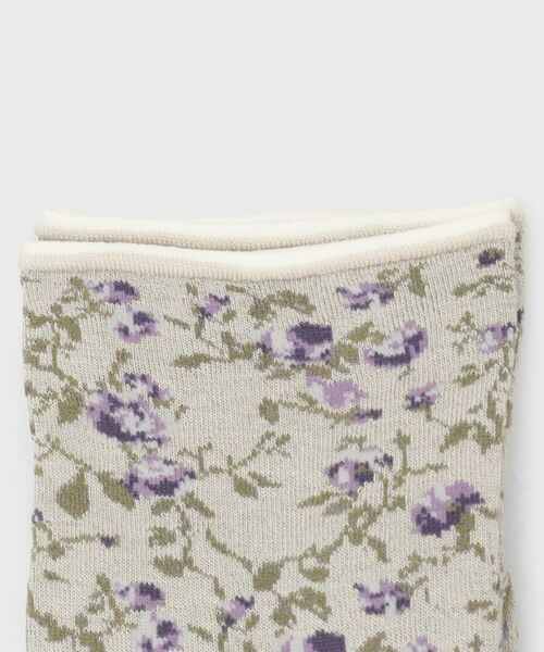 LAURA ASHLEY / ローラ アシュレイ ソックス | タルラ柄 レーヨンシルク混 クルーソックス | 詳細3