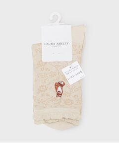 LAURA ASHLEY / ローラ アシュレイ ソックス | フォックス刺繍 レーヨンシルク混 クルーソックス