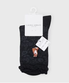 LAURA ASHLEY / ローラ アシュレイ ソックス | フォックス刺繍 レーヨンシルク混 クルーソックス