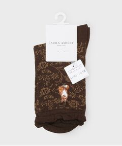 LAURA ASHLEY / ローラ アシュレイ ソックス | フォックス刺繍 レーヨンシルク混 クルーソックス