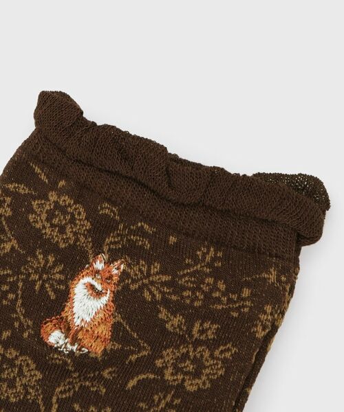 LAURA ASHLEY / ローラ アシュレイ ソックス | フォックス刺繍 レーヨンシルク混 クルーソックス | 詳細3