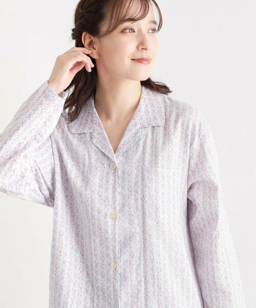 LAURA ASHLEY / ローラ アシュレイ ルームウェア | 綿100％ ダブルガーゼ使用 「タロントンストライプ」柄 パジャマ | 詳細1