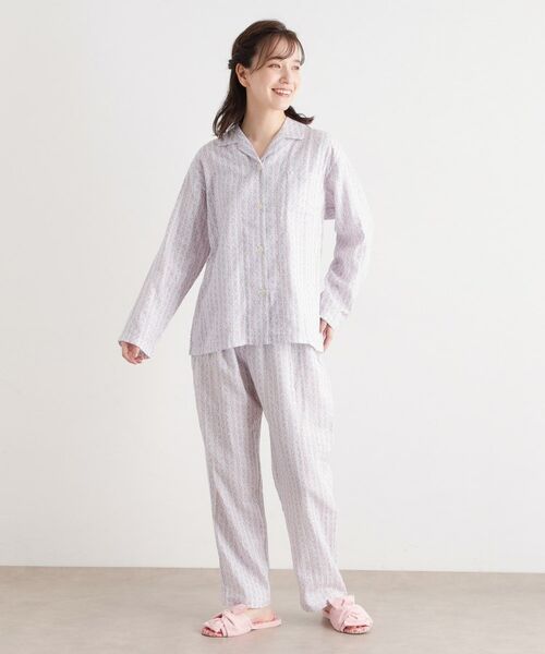 LAURA ASHLEY / ローラ アシュレイ ルームウェア | 綿100％ ダブルガーゼ使用 「タロントンストライプ」柄 パジャマ | 詳細13