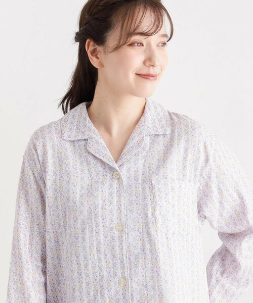 LAURA ASHLEY / ローラ アシュレイ ルームウェア | 綿100％ ダブルガーゼ使用 「タロントンストライプ」柄 パジャマ | 詳細15