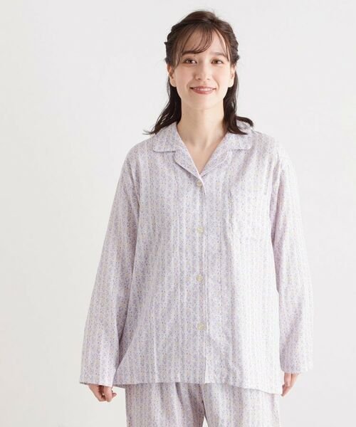 LAURA ASHLEY / ローラ アシュレイ ルームウェア | 綿100％ ダブルガーゼ使用 「タロントンストライプ」柄 パジャマ | 詳細16