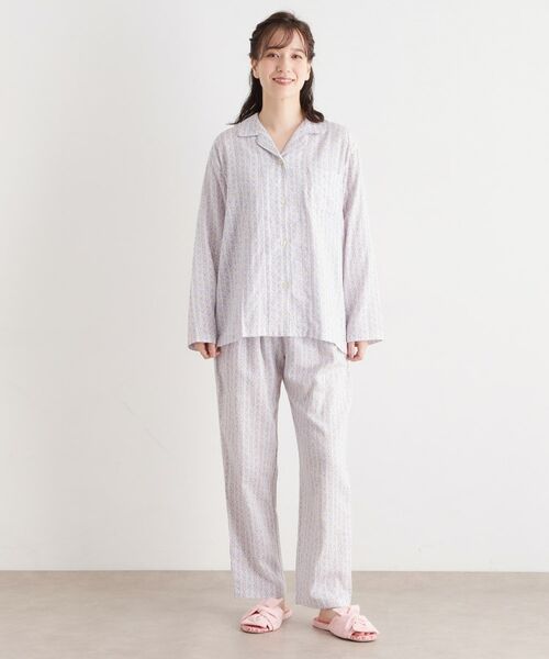LAURA ASHLEY / ローラ アシュレイ ルームウェア | 綿100％ ダブルガーゼ使用 「タロントンストライプ」柄 パジャマ | 詳細19