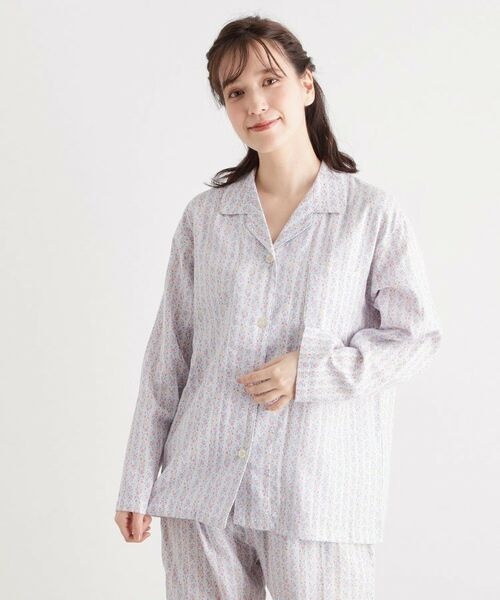 LAURA ASHLEY / ローラ アシュレイ ルームウェア | 綿100％ ダブルガーゼ使用 「タロントンストライプ」柄 パジャマ | 詳細2