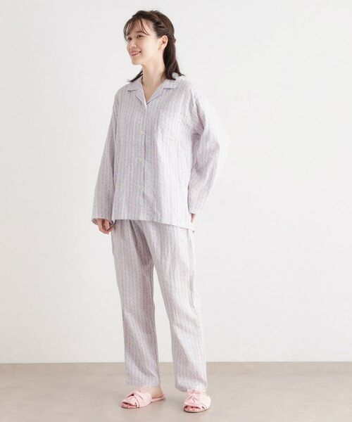 LAURA ASHLEY / ローラ アシュレイ ルームウェア | 綿100％ ダブルガーゼ使用 「タロントンストライプ」柄 パジャマ | 詳細20