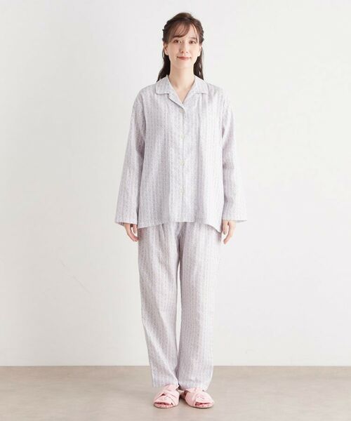 LAURA ASHLEY / ローラ アシュレイ ルームウェア | 綿100％ ダブルガーゼ使用 「タロントンストライプ」柄 パジャマ | 詳細22