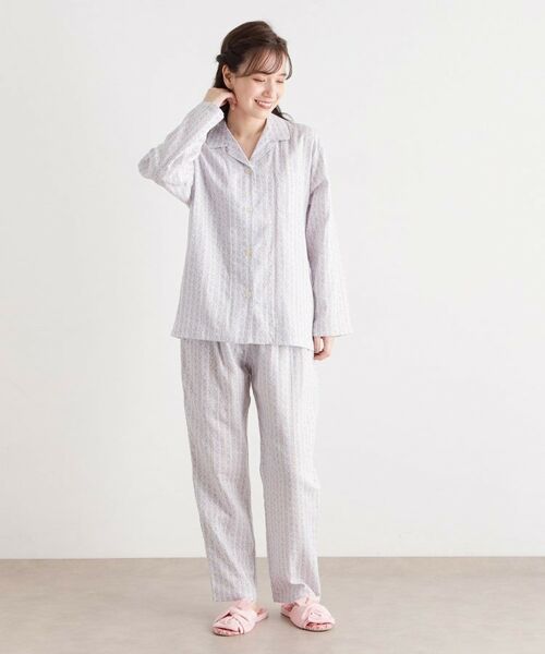 LAURA ASHLEY / ローラ アシュレイ ルームウェア | 綿100％ ダブルガーゼ使用 「タロントンストライプ」柄 パジャマ | 詳細6