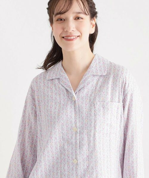 LAURA ASHLEY / ローラ アシュレイ ルームウェア | 綿100％ ダブルガーゼ使用 「タロントンストライプ」柄 パジャマ | 詳細8