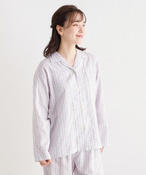 LAURA ASHLEY / ローラ アシュレイ ルームウェア | 綿100％ ダブルガーゼ使用 「タロントンストライプ」柄 パジャマ | 詳細9