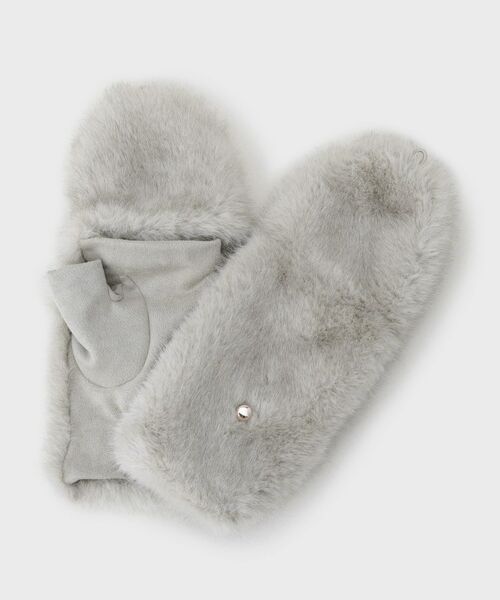 LAURA ASHLEY / ローラ アシュレイ 手袋 | 【指先2WAY】フェイクファーミトン | 詳細1