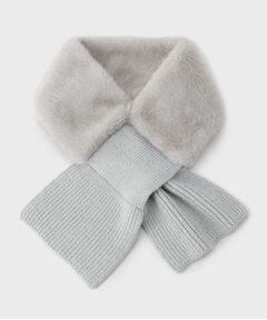 LAURA ASHLEY / ローラ アシュレイ マフラー・ショール・スヌード・ストール | 【差し込み式／フェイクファー】ニットストール