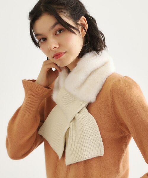 LAURA ASHLEY / ローラ アシュレイ マフラー・ショール・スヌード・ストール | 【差し込み式／フェイクファー】ニットストール | 詳細5