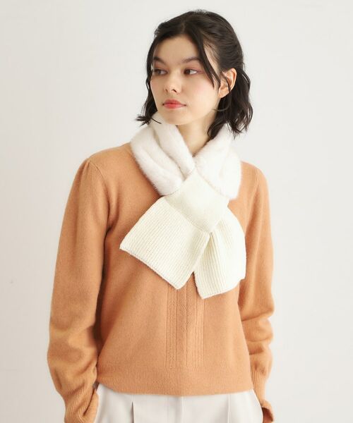 LAURA ASHLEY / ローラ アシュレイ マフラー・ショール・スヌード・ストール | 【差し込み式／フェイクファー】ニットストール | 詳細6