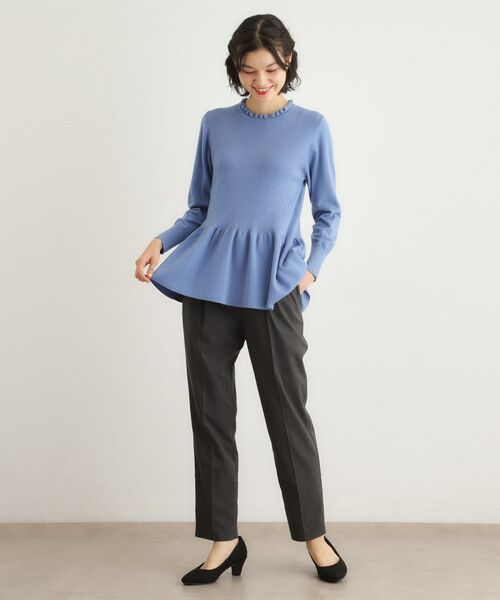 LAURA ASHLEY / ローラ アシュレイ ニット・セーター | 【洗える/ウール混/サスティナブル素材】フリルネックペプラム プルオーバーニット | 詳細10