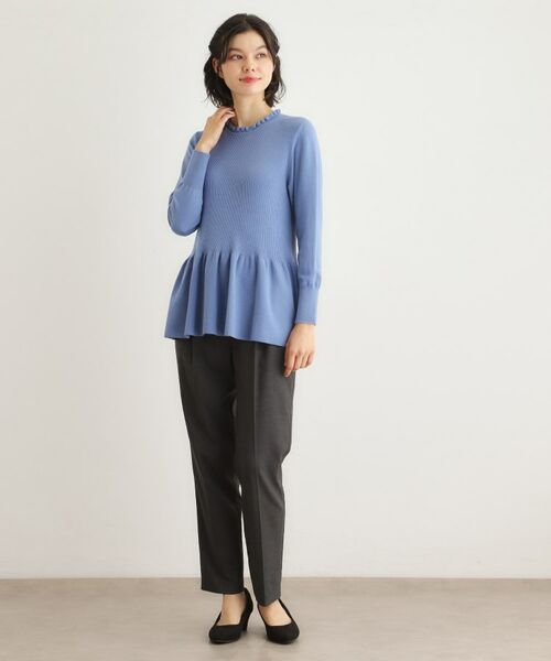 LAURA ASHLEY / ローラ アシュレイ ニット・セーター | 【洗える/ウール混/サスティナブル素材】フリルネックペプラム プルオーバーニット | 詳細11