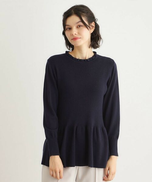 LAURA ASHLEY / ローラ アシュレイ ニット・セーター | 【洗える/ウール混/サスティナブル素材】フリルネックペプラム プルオーバーニット | 詳細13