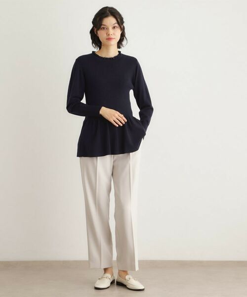 LAURA ASHLEY / ローラ アシュレイ ニット・セーター | 【洗える/ウール混/サスティナブル素材】フリルネックペプラム プルオーバーニット | 詳細14